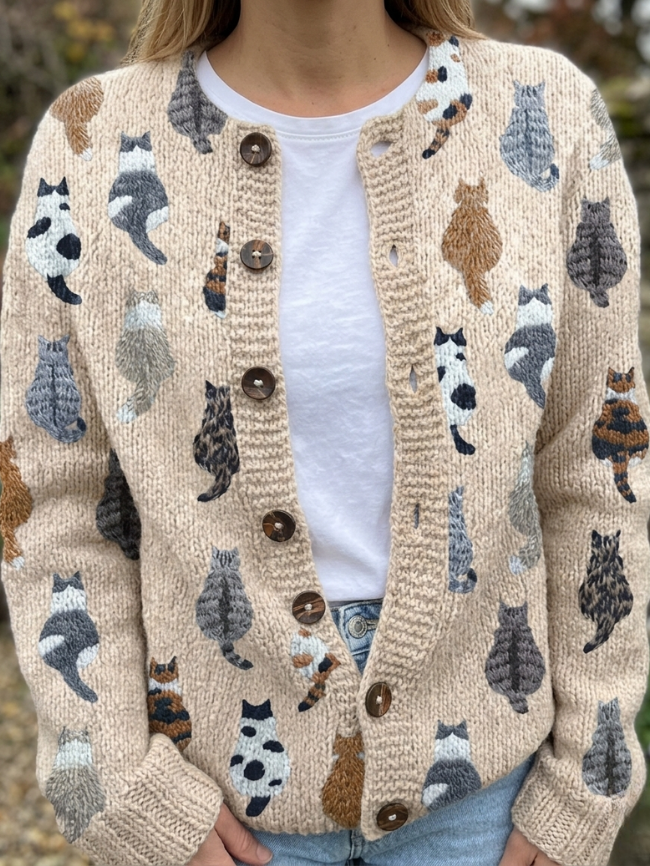Noor | Vest met kattenprint