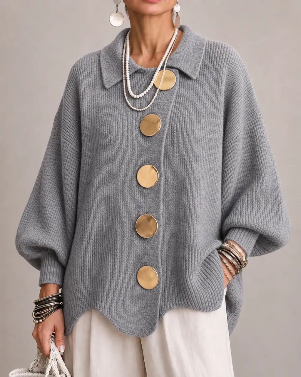 Annabel | Vest met Gouden Knopen