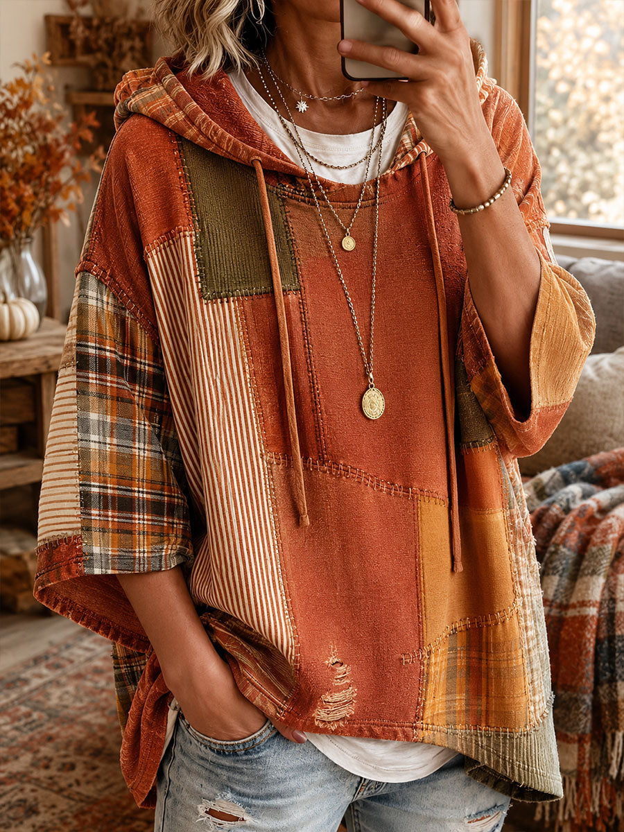 Sylvia | Oversized Herfst Patchwork Hoodie
